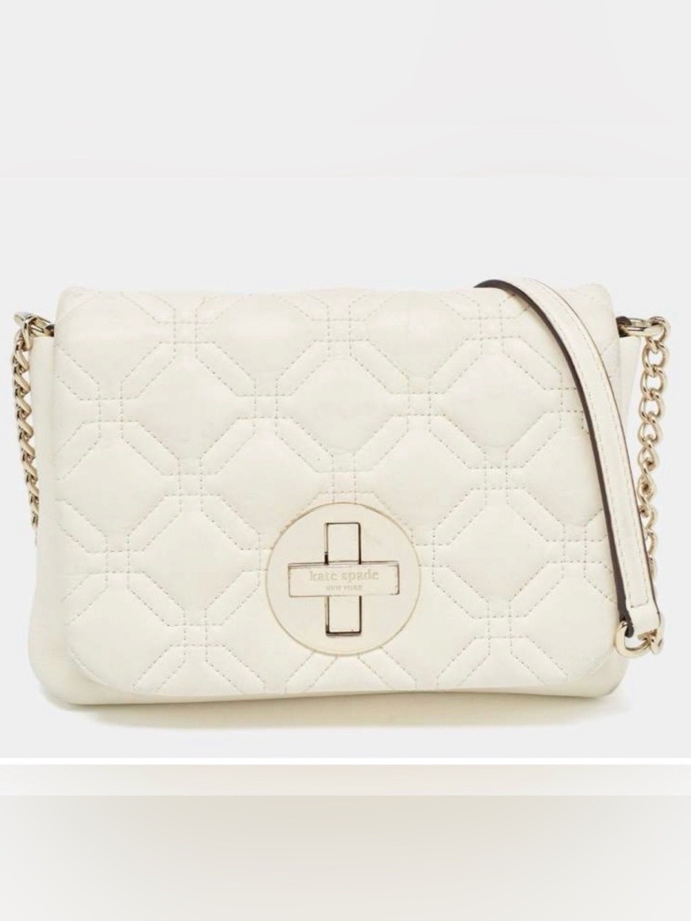 Kate Spade Astor Court Naomi Quilted Cream Crossbody chain strap Bag - Picture 1 of 12